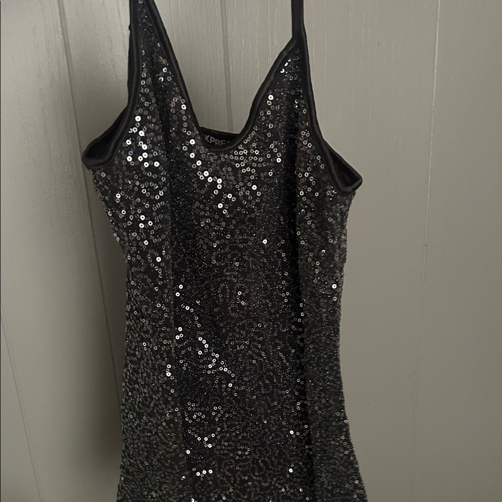 Express Black Sequin Top
